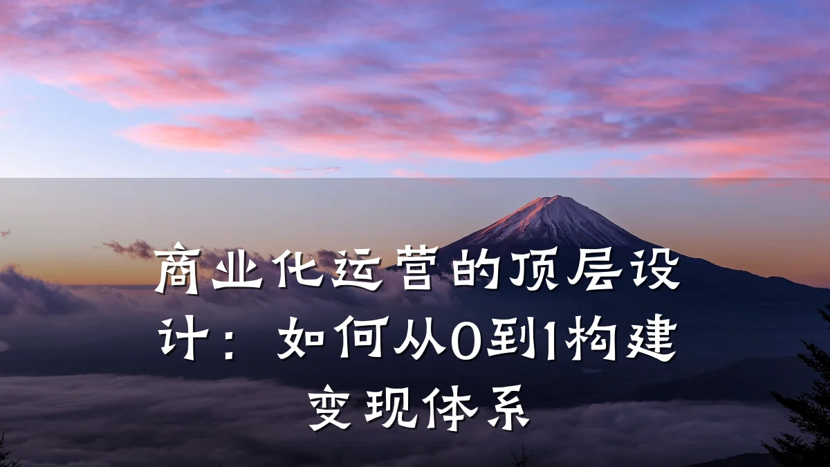 商业化运营的顶层设计:如何从0到1构建变现体系