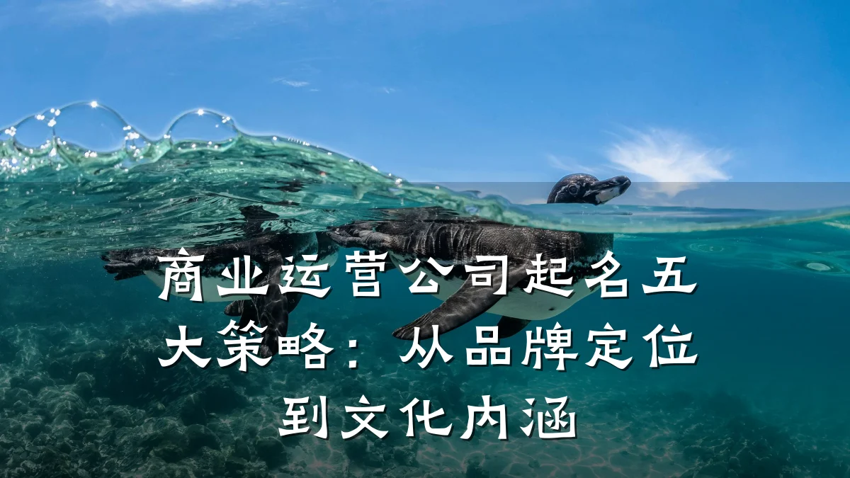 商业运营公司起名五大策略：从品牌定位到文化内涵