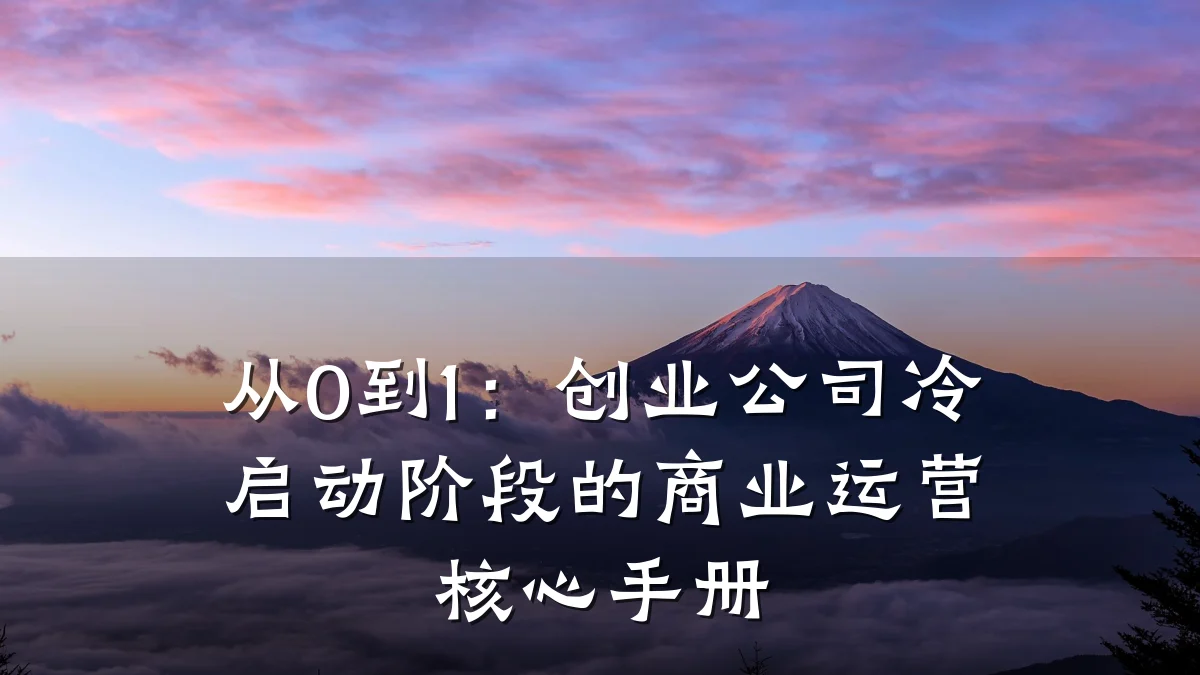 从0到1:创业公司冷启动阶段的商业运营核心手册