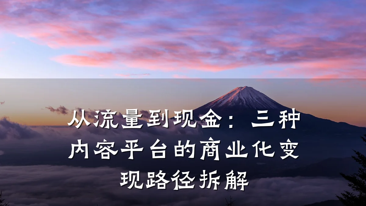 从流量到现金:三种内容平台的商业化变现路径拆解