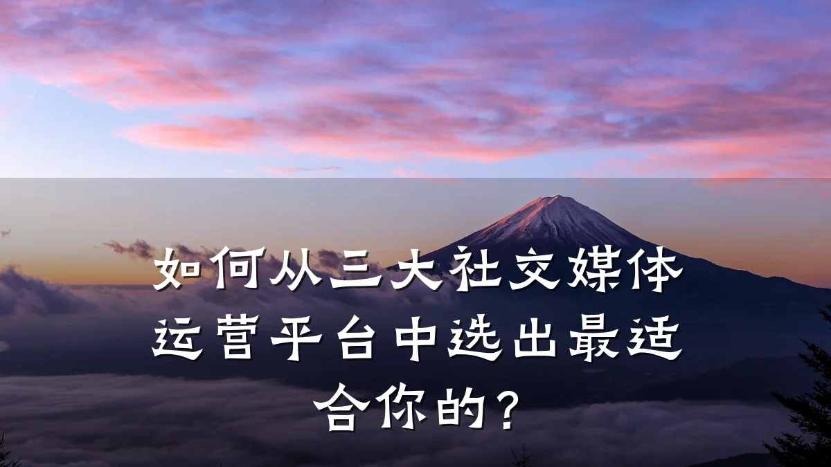 如何从三大社交媒体运营平台中选出最适合你的?