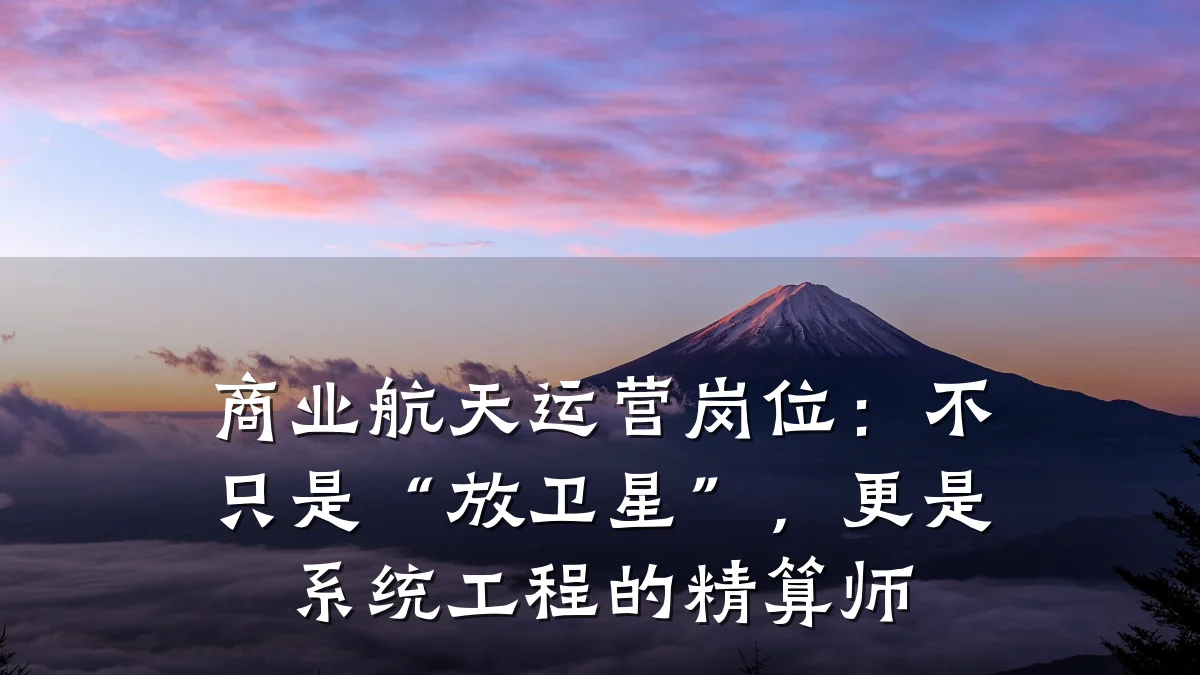 商业航天运营岗位:不只是“放卫星”,更是系统工程的精算师