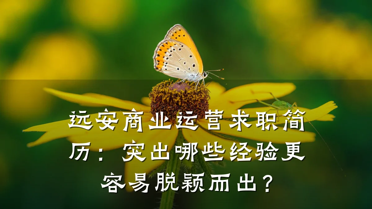 远安商业运营求职简历:突出哪些经验更容易脱颖而出?