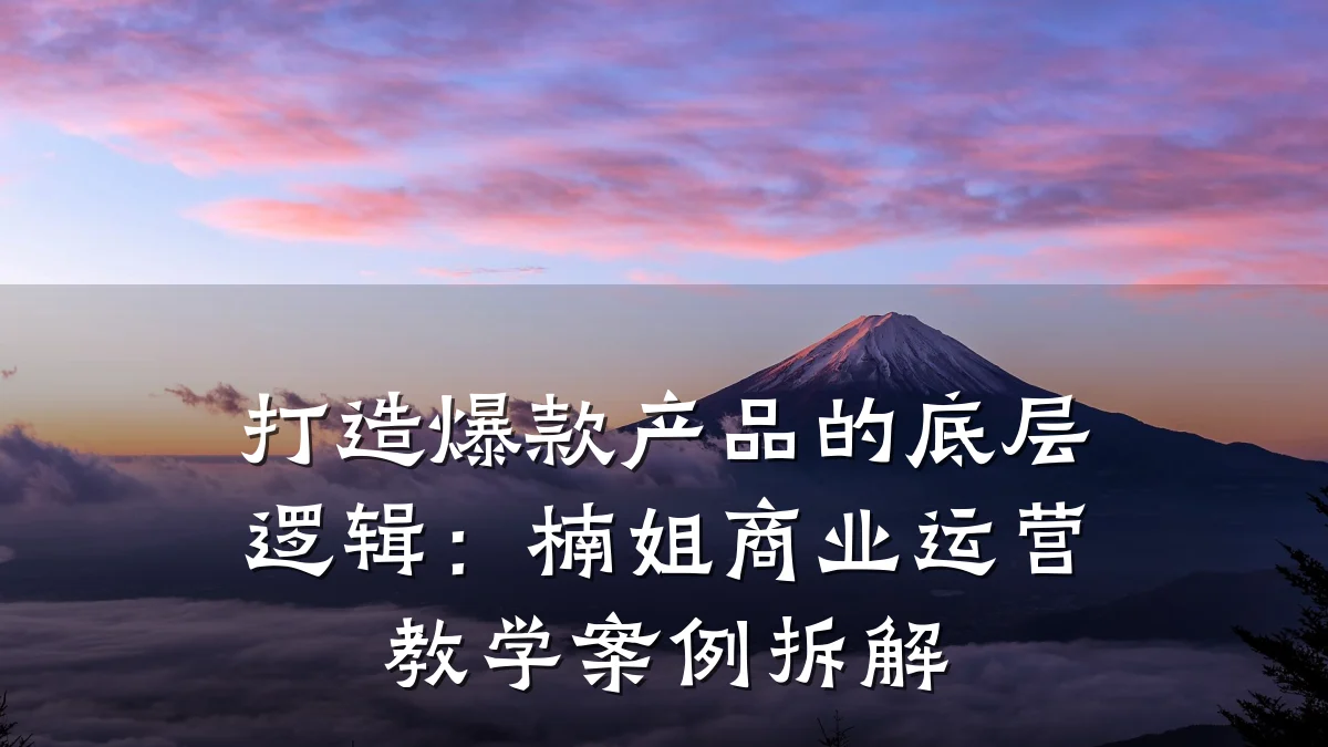 打造爆款产品的底层逻辑:楠姐商业运营教学案例拆解