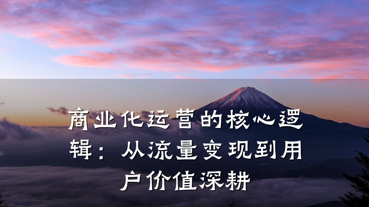 商业化运营的核心逻辑:从流量变现到用户价值深耕