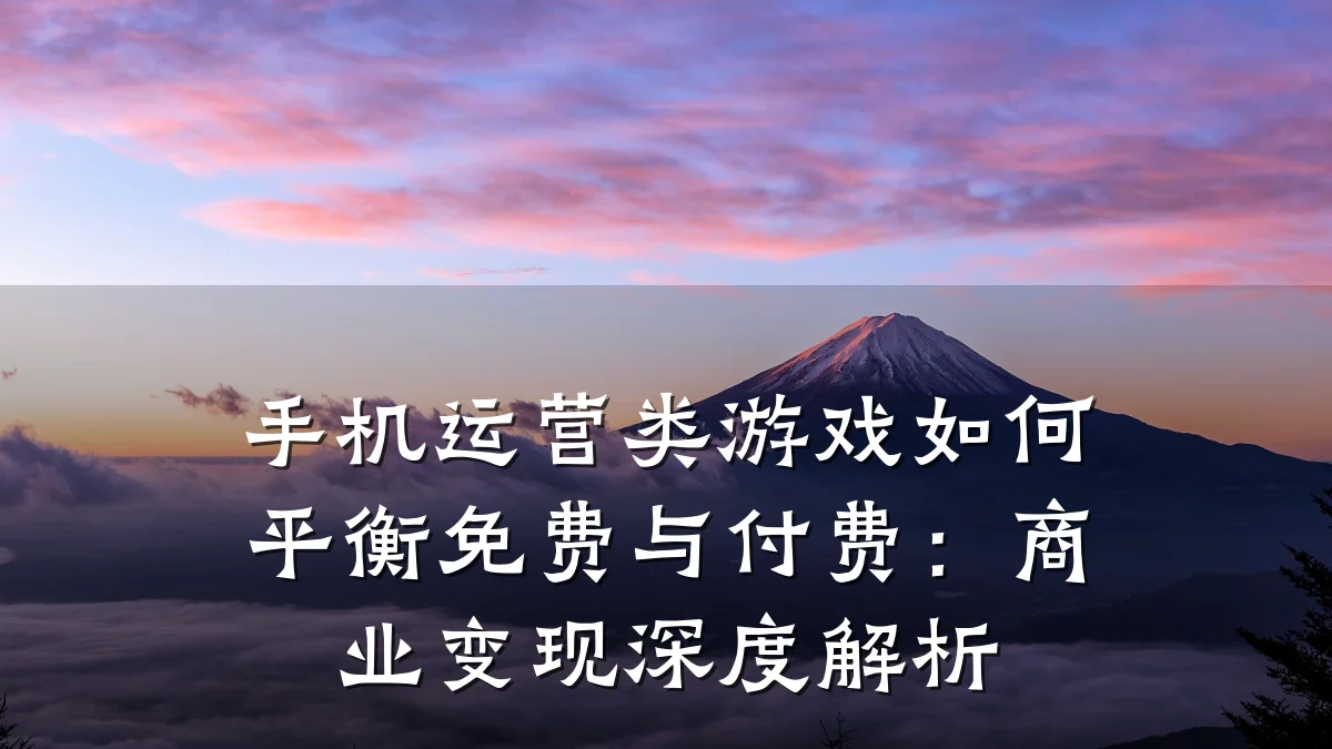 手机运营类游戏如何平衡免费与付费:商业变现深度解析