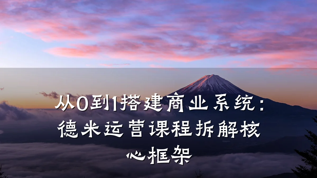 从0到1搭建商业系统:德米运营课程拆解核心框架