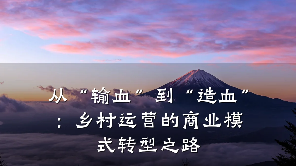 从“输血”到“造血”:乡村运营的商业模式转型之路