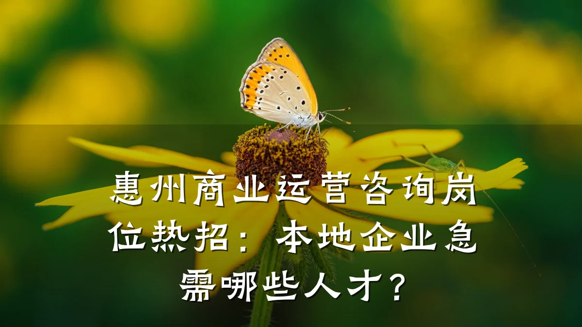 惠州商业运营咨询岗位热招:本地企业急需哪些人才?