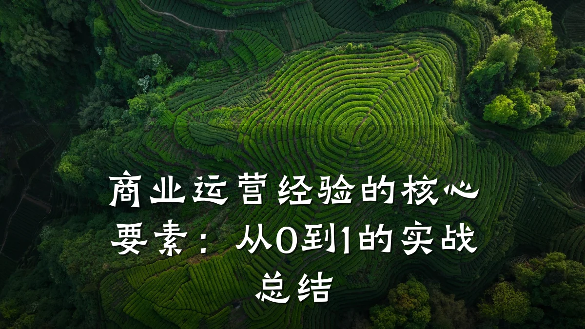 商业运营经验的核心要素:从0到1的实战总结