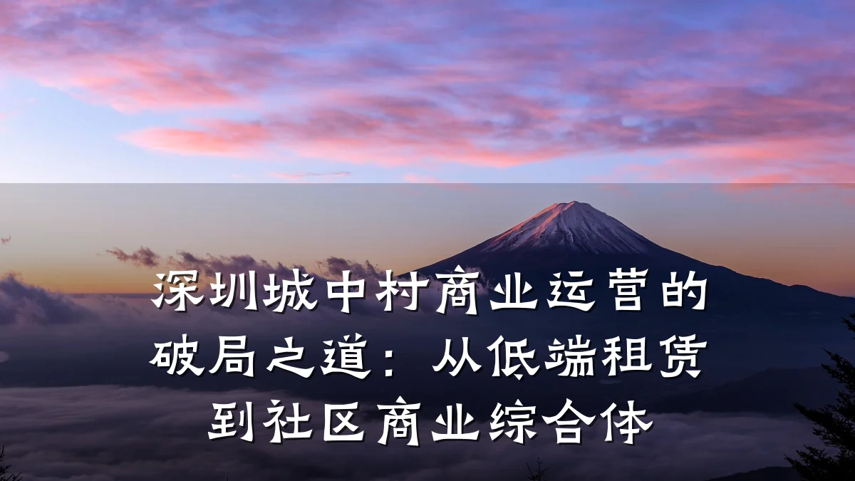 深圳城中村商业运营的破局之道:从低端租赁到社区商业综合体