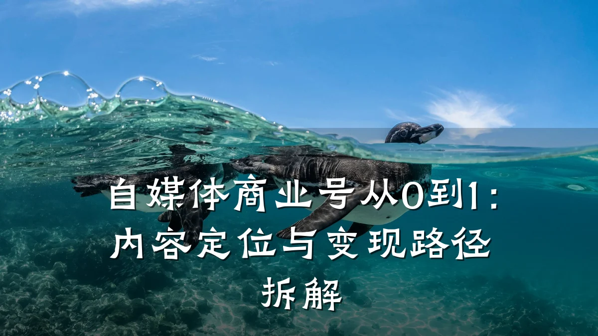 自媒体商业号从0到1:内容定位与变现路径拆解